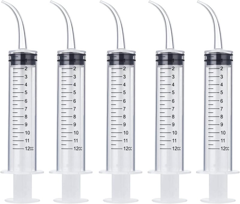 HiMo Wisdom Teeth Syringe, 5 Pack Irrigation Dental Syringes with Measure Scale & Curved Tip for Dental Care Liquid Oral Tonsil Stone - Image 1